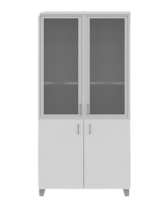ARMOIRE HAUTE EN BOIS 2 PORTES VITREE 80X41X198 BLANC