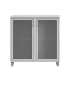 ARMOIRE VITREE EN BOIS 2 PORTES BATTANTES 80X41X83 GRIS