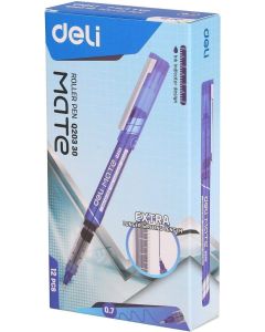 Boite de 12 Stylos ROLLER DELI 0,7mm MATE 203 coloris au choix