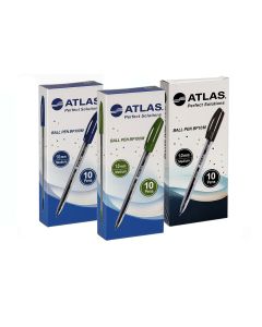 Boite de 50 stylos à Bille Atlas à pointe medium 1.0 mm coloris au choix (BP100M)