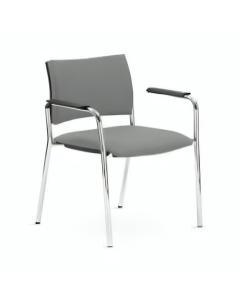 CHAISE VISITEUR ENTRATA 4 PIEDS EN TISSU AVEC ACCOUDOIRS COULEUR GRIS