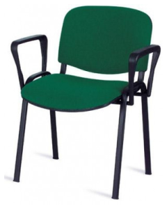 Chaise Visiteur ISO polyvalente sur 4 pieds en tissu avec accoudoirs noir