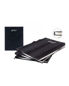 Agenda semainier 21x27 avec couverture en cuir synthétique noir