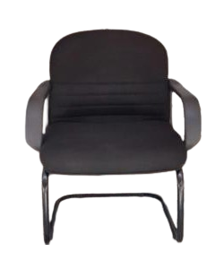 FAUTEUIL VISITEUR ALFA EN TISSU AVEC ACCOUDOIRS FIXES LUGE NOIR
