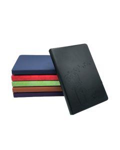 Notebook Papier ivoire 90 gr 120 pages lignées Ouverture à plat 180° Couverture cuir grainé Coloris au choix