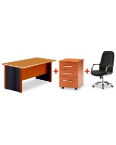 Pack Bureau Manager en bois avec caisson et Fauteuil président