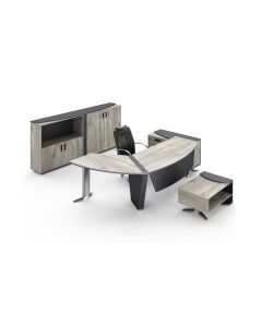 Pack de bureau Exécutif VIP : Bureau 250 cm + Retour + Table basse + Crédence Couleur Koddiva Dark Gray