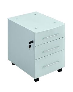 Caisson mobile ICE à 3 tiroirs en verre, fermeture à serrure centrale, Coloris au choix