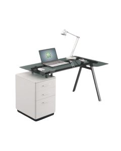 Meuble informatique AROBASE avec caisson avec 3 tiroirs en verre et métal