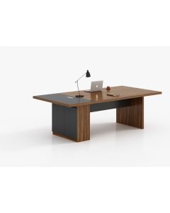 Table de réunion TEMPO dimensions 240x120x75 cm couleur noyer & carbon grey
