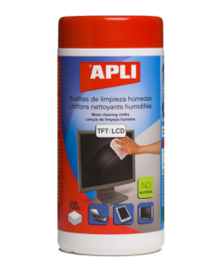 Lingettes de nettoyage humides, sp&eacute;cial &eacute;crans, APLI 100 unit&eacute;s