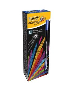 Pack de 12 Stylos feutre BIC Intensity – Bleu – Pointe ultra fine 0,4mm (942070)