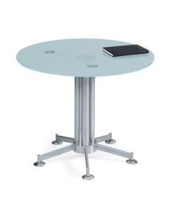 Table de reunion ronde en verre sabl&eacute;