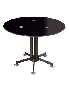 Table de reunion ronde en verre noir