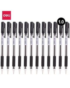Boite de 12 stylos &agrave; bille Deli-Q017 Arrow pointe de 1.0 mm coloris au choix