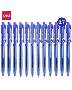 Boite de 12 stylos &agrave; bille R&eacute;tractable Deli-Q021 Xtream pointe de 0.7 mm pour une &eacute;criture extra douce Bleu