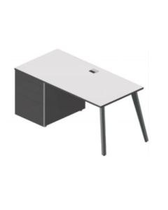 Bureau Opérateur START avec caisson 120x60x75 cm Couleur Angel White + Premium Gray