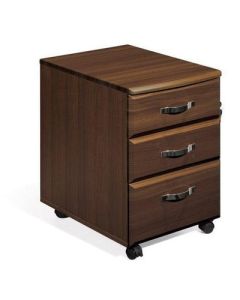 CAISSON MOBILE NEO 3 TIROIRS, FERMETURE &Agrave; SERRURE CENTRALE, COULEUR : WENG&Eacute;