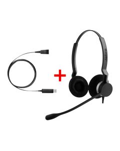 Casque-micro st&eacute;r&eacute;o Jabra BIZ 2300 QD Duo Anti-Bruit + Jabra Link 230, Adaptateur USB avec QD - Interface VoIP