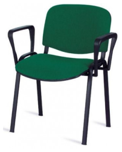 Chaise Visiteur ISO polyvalente sur 4 pieds en tissu avec accoudoirs noir