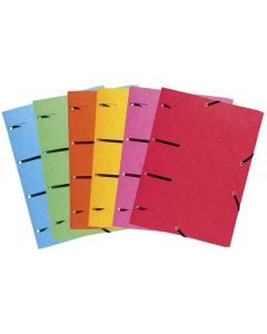 Lot de 25 Chemises &agrave; &eacute;lastiques 3 rabats perfor&eacute;es Exacompta Punchy carte lustr&eacute;e 375g/m&sup2; 