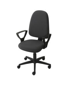 Fauteuil de Bureau COFO en Tissu Noir Accoudoirs Fixes Sur Roulettes Confort Dossier & Assise