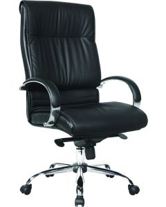 Fauteuil Pr&eacute;sident de Direction NF-3132H &ndash; Rev&ecirc;tement PU &ndash; Accoudoirs aluminium R&eacute;glable en hauteur Noir