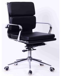 Fauteuil visiteur FPRO pi&eacute;tement chrom&eacute; avec accoudoirs & roulettes Noir