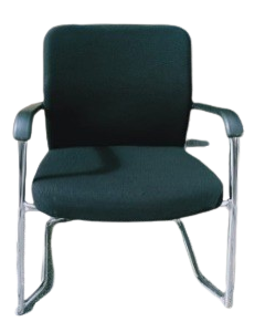 FAUTEUIL VISITEUR MAKS EN TISSU ACCOUDOIRS EN ACIER BLEU