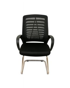 Fauteuil Visiteur VISIO Dossier en mesh respirant Accoudoirs en PVC Piètement luge chromé Noir