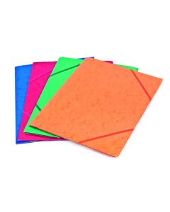 Lot de 10 Chemises &agrave; rabats A4 Express Carte de lyon avec &eacute;lastiques 250g/m&sup2; Col assorties