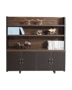 Biblioth&egrave;que THALES avec 4 portes 3 rayons, african walnut, 200x50x190 cm