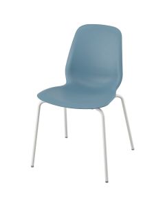 Chaise empilable bleu &ndash; Pi&egrave;tement blanc SEFAST &ndash; Assise ergonomique &ndash; Usage domestique & collectivit&eacute;s