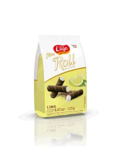 Lot de 12 Paquets de Biscuits MINI-ROLL WAFERS LIME 125 g - LAGO ELLEDI