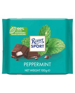 Lot de 12 sachets de chocolat noir fourr&eacute; &agrave; la menthe poivr&eacute;e 100g - Ritter Sport