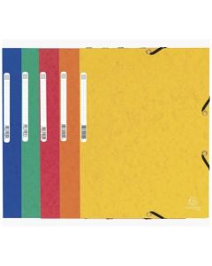 Lot de 25 chemises &agrave; &eacute;lastiques 3 rabats EXACOMPTA - Carte lustr&eacute;e 355 g/m&sup2; A4 assorties &ndash; R&eacute;f 55025E