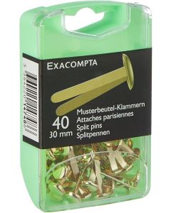 Lot de 5 bo&icirc;tes d&rsquo;attaches parisiennes EXACOMPTA en m&eacute;tal &ndash; 40 pi&egrave;ces/bo&icirc;te  Couleur or &ndash; R&eacute;f. 14748E