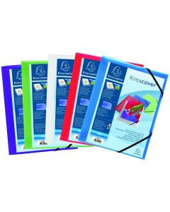 Lot de 5 Chemises &agrave; &eacute;lastiques 3 rabats KREA COVER EXACOMPTA 55189E &ndash; Polypropyl&egrave;ne A4 assorties