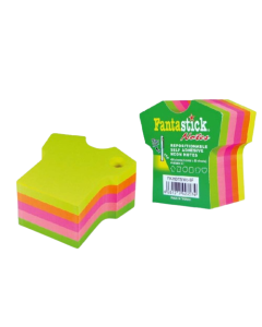 Lot de 6 blocs de 400 Stick Notes Fantastick Tshirt fluorescentes - 5 couleurs assorties