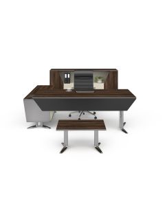 Pack de bureau Exécutif BOSS : Bureau 200 cm + Retour + Table basse + Crédence Couleur Tesbih - Dark Gray
