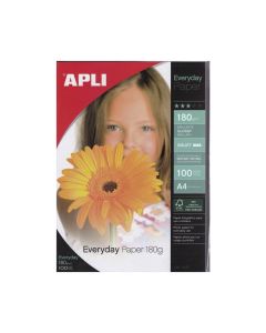 PAPIER PHOTO BRILLANT EVERYDAY 180G POCHETTE DE 100 FEUILLES APLI 11475