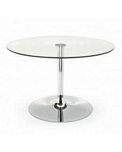 Table basse GLASS en verre & chrome, diam 60 cm