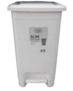 Poubelle à pédale HOBBY LIFE SLIM – 40 Litres – Plastique blanc