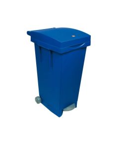 POUBELLE BIO 4 ROUES EN PLASTIQUE A PEDALE BLEU 120 Litres