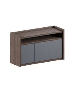 Rangement bas IKONE 3 portes &ndash; 128 &times; 44 &times; 87 cm &ndash; Finition Pari Walnut & Premium Gray