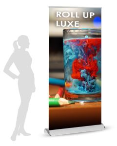 Roll-up large de luxe en aluminium couleur chrom&eacute;e 200x200cm
