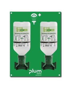 Station murale ouverte PLUM avec 2 flacons lave-œil 500 ml