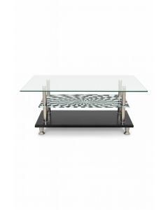 Table basse FPRO en verre avec piètement en inox – 110 × 60 × 40 cm