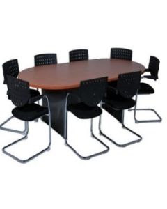 TABLE DE REUNION OVALE PIETEMENT PANNEAU 180X120X75 CERISIER/NOIR 