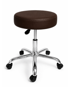 Tabouret à roulettes en cuir et chrome coloris au choix